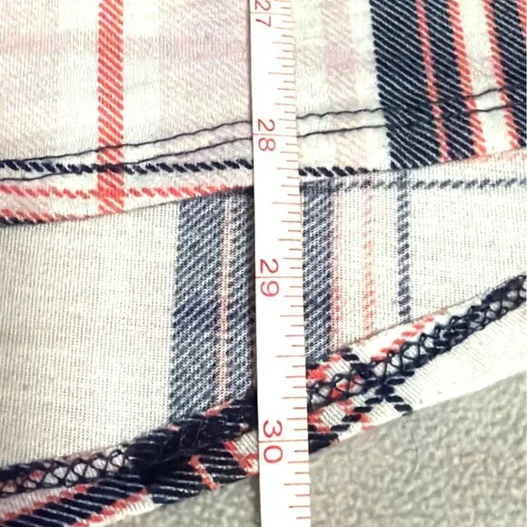 New York Laundry 2X Sleeveless Plaid Shirt With Lace-Up Front & Pockets Pink/Blu - Picture 5 of 5